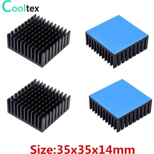 20pcs 35x35x14mm Aluminum Heatsink Radiator Cooler Cooling Heat Sink for Electronic Chip IC LED With Thermal Conductive Tape