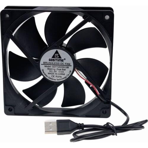 Ball Bearing USB 5V 0.5Amp 120mm 120x120x25mm 12cm Brushless DC Cooling Fan PC Computer Case Cooler