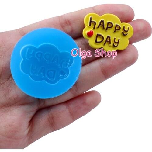 PYL654 30.4mm x 22.5mm Happy Day Cameo Silicone Mold Fondant Cake Decoration Candy Resin Clay Earrings Necklace Craft Soap