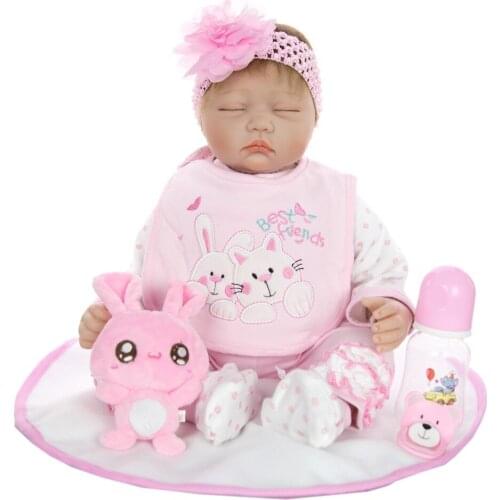 Super baby reborn silicone doll 22inch cotton body sleeping newborn babies alive bebe reborn toy dolls gift