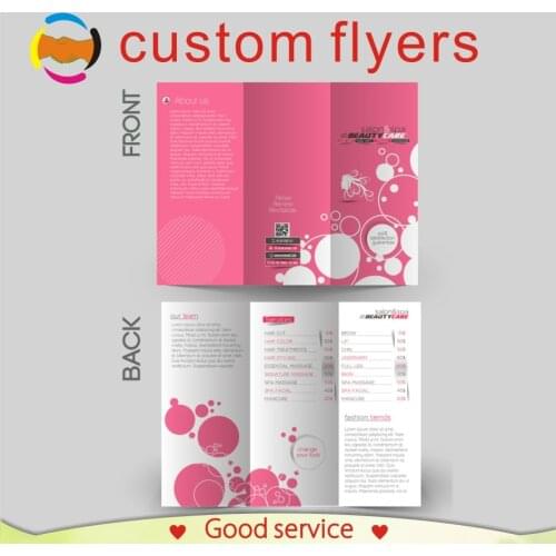 Custom flyers printing personal brochure print folded fliers paper sleeves postcards design 157 gram paper printing