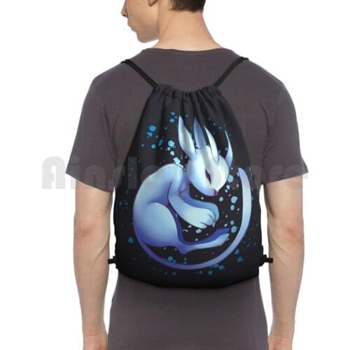 Sleeping Backpack Drawstring Bag Riding Climbing Gym Bag Ori And The Blind Forest Ori Cute White Game Indie Game Magic