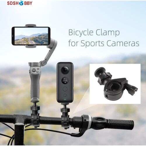 Bicycle Clamp Camera Mount Holder Clip 1/4in Adapter for POCKET 2/FIMI PALM 2/OM 4/Insta360 One X2/X OSMO Mobile 2 3