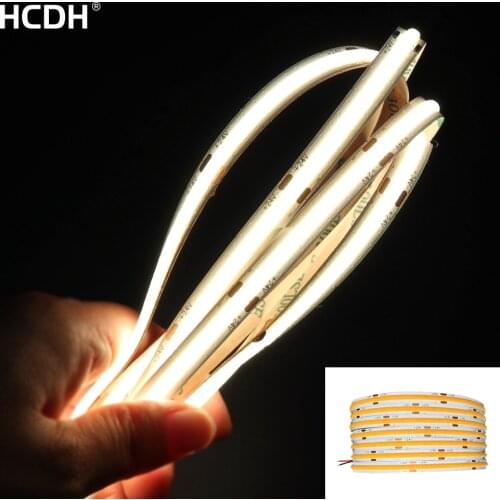 COB LED Strip Lights Tape 480LEDs/m High Brightness 8mm Flexible LED Light Bar Wall Backlight Kitchen RA90 Warm White Dimmable