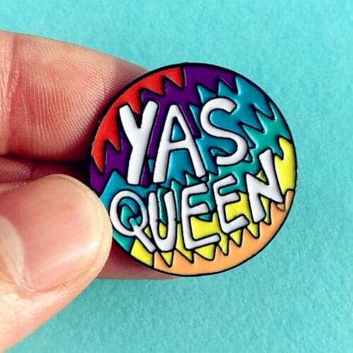Yas Queen Ru Paul Gay Pride Enamel Brooch Pin Backpack Hat Bag Lapel Pins Badges Women Mens Fashion Jewelry Accessories