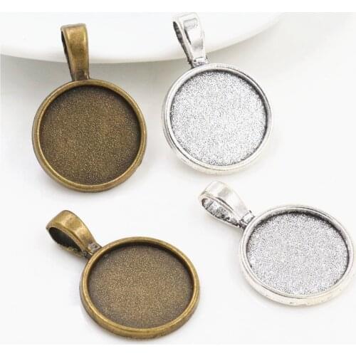 10/15pcs 14mm 16mm 18mm Inner Size Antique Bronze Silver Plated Simple Style Cabochon Base Cameo Setting Charms Pendant