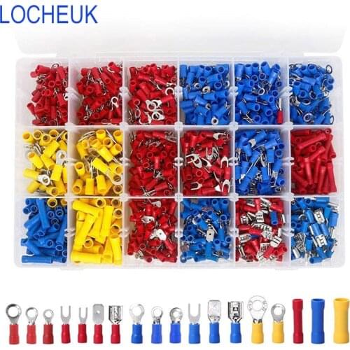 1200pcs Assorted Crimp Terminals Kits Insulated Electrical Terminals Wire Crimp Connectors Terminal Spade Ring Set CLH 22-10 AWG