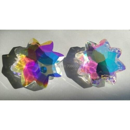 140PCS 38MM CLEAR AB 8 POINTED START CRYSTAL PRISM SUNCATCHER PENDANT SHIPPING FREE