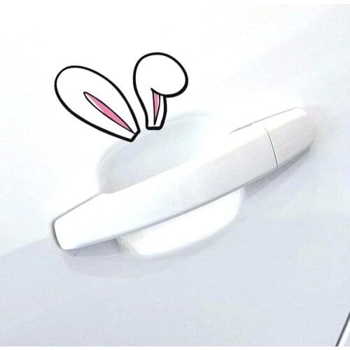 2 x Aliauto Car styling Car Handle Sticker/Decal Funny Rabbit Ears Decoration For volkswagen Golf 4 5 6 7 BMW Polo Skoda Mazda 3