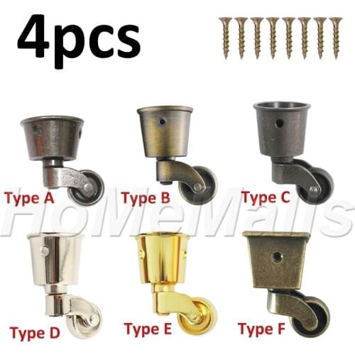 4pcs Swivel Caster Wheels Metal Casters 360 Degree No Noise Furniture Casters For Table Cabinet Zinc Alloy Furniture Hardware