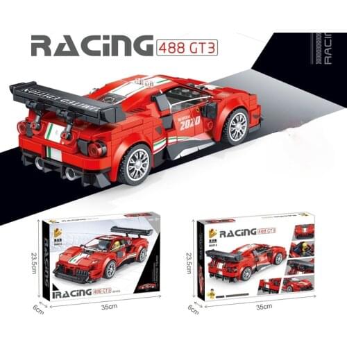 488 GT3 Super Racing sport Famous Car World car model Boy Assembled Particle Building Block Toys for children gifts
