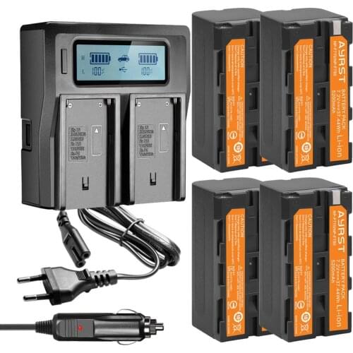 5200mAh NP-F770 NP-F750 F770 F750 battery + Dual charger for Sony NP F970 F960 F550 F570 QM91D CCD-RV100 TRU47E QM71 TRV66