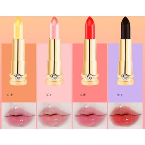 DMDN Diamond Crystal Jelly Temperature Change Color Lipstick Non-fading Non-stick Cup Moisturizin Lip Blam Makeup TSLM2