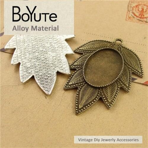 BoYuTe (25 Pieces/Lot) 25*18MM Cabochon Bese 2 Colors Zinc Alloy Blank Pendant Charms for Jewelry Making Diy Necklace Hand Made