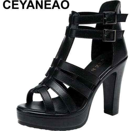 CEYANEAO Roman Sandals Open Toe Platform Female Sandals Womens Shoes Ladies High Heels Sandal Woman Office High Heel Shoes32-43