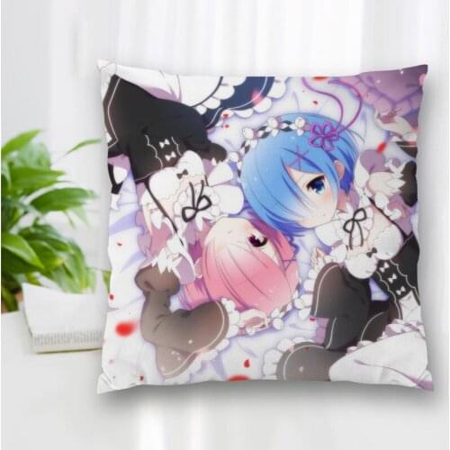 Cushion Re Zero Anime Pattern Cover Throw Pillow Case Cushion For Sofa/Home/Car Decor Zipper Custom PillowCase 35x35cm,40x40cm