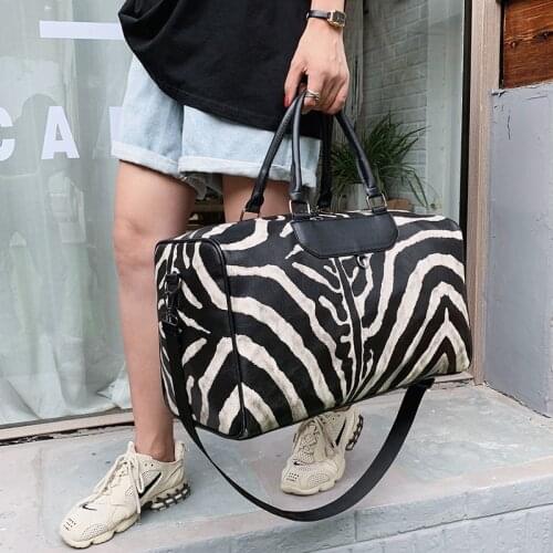 Jiessie&Angela Carry-on Suitcase Zebra Pattern Handbag Large Women Bag Duffels Shoulder Bag Tote Bags For Women travel suitcase