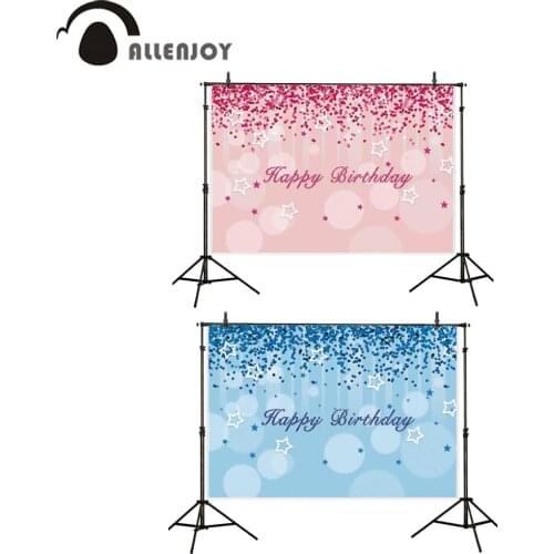 Allenjoy birthday backdrops photography pink blue dots star girl boy photocall background photographic photophone photobooth