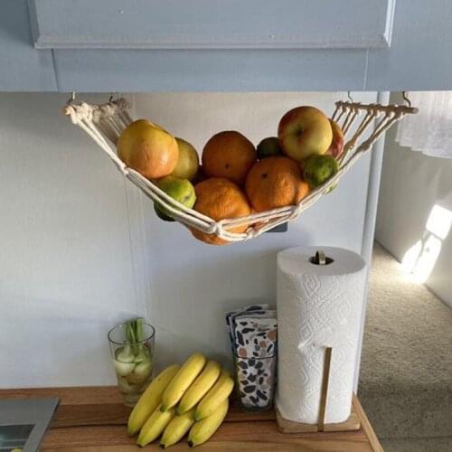 Vegetable Fruit Hammock Convenience Under Cabinet Hanging Fruit Basket Hanging Storage Mesh Bag For Kitchen J2Y