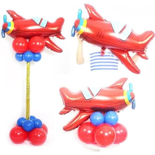 Giant 96x80cm fighter balloons column inflatable helium foil flying helicopter plane ballons decoration kids 1st birthday baloon