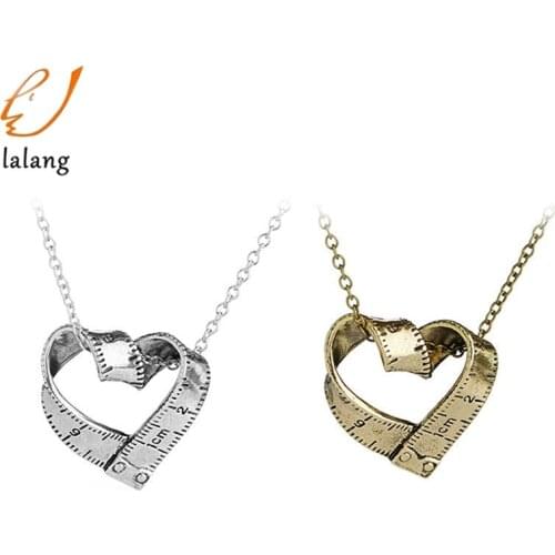 Measure Necklace Twisted Heart Shaped Ruler Pendant Scale Measuring Tape Necklace For Women Men Jewelry Gift For Teacher Student