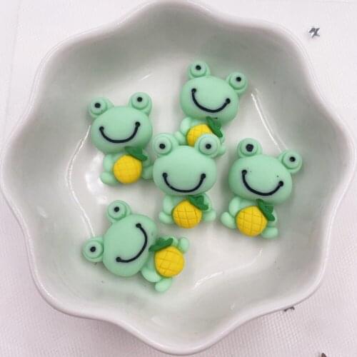 Hand Painted Resin Kawaii Colorful 3D Green Frog Flatback Cabochon Stone 20PCS Scrapbook DIY Decor Home Figurine Crafts