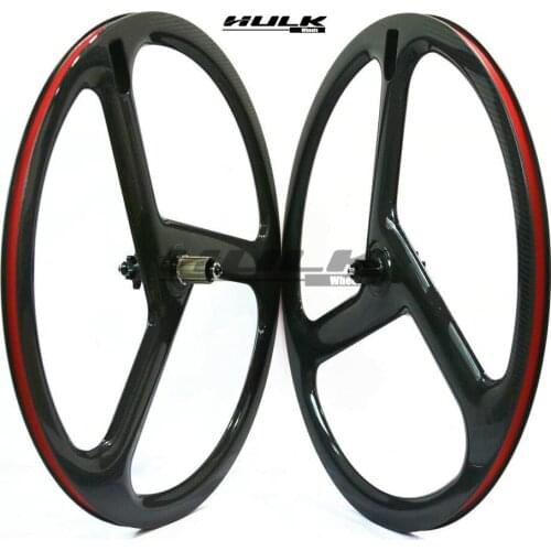 HULKWHEELS 700c Carbon 3 Spokes disc brake carbon Wheel clincher Road bike gravel bike cyclocross disc braking carbon wheelset