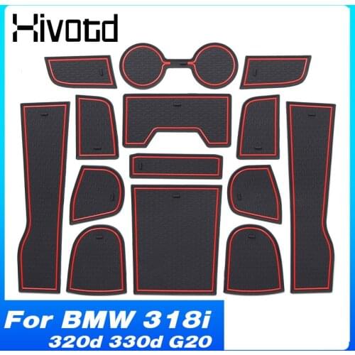 Hivotd Door Groove Mat Gate Slot Water Cup Pad Anti-Slip Coaster Car Interior Accessories For BMW 318i 320d 330d G20 2020 2021