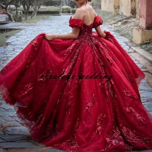 Red Quinceanera Dress Sweetheart Crystal Beaded Puffy Skirt Vestidos Para XV Años Sweet 16 Dress robe de soirée
