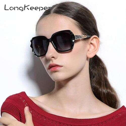 LongKeeper Classic Polarized Women Sunglasses Sparkling Composite Frame Diamond Shades Driving Goggle Gafas De Sol 2289
