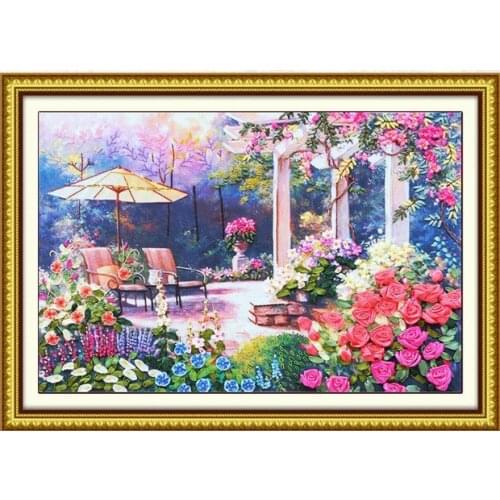 3D romantic rose Flower garden Ribbon embroidery painting set big handcraft cross-stitch DIY handmade needlework wall art decor