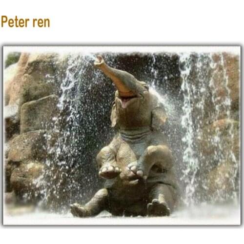 Peter ren Diamond Painting Cross Stitch kit Elephant in bath 3d Square Diamond Mosaic pasted full embroidery Handmade Home Decor