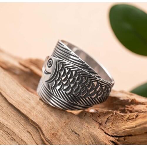 2021 new fish totem ring simple fashion ring index finger opening couples gifts for men and women
