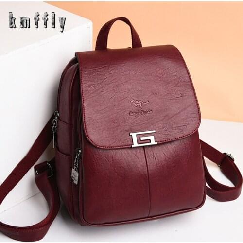 NEW Brand Women Leather Backpacks Female Vintage Backpack for Girls School Bag Travel Bagpack 2020 Ladies Sac A Dos Back Pack
