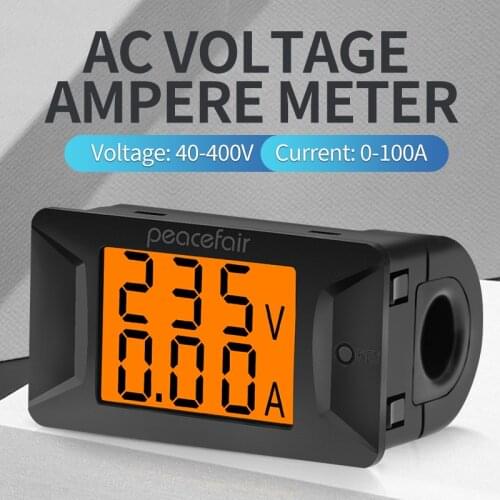 Peacefair AC Single Phase 40-400V 100A Digital Panel Voltmeter Ammeter High Voltage Meter Electrical Instrument PZEM-026