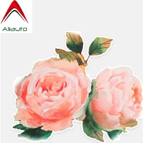 Aliauto Personalized Car Stickers Peach Blossom Flower Colored Decor Cover Scratch PVC Decal for Nissan Suzuki Peugeot,13cm*11cm