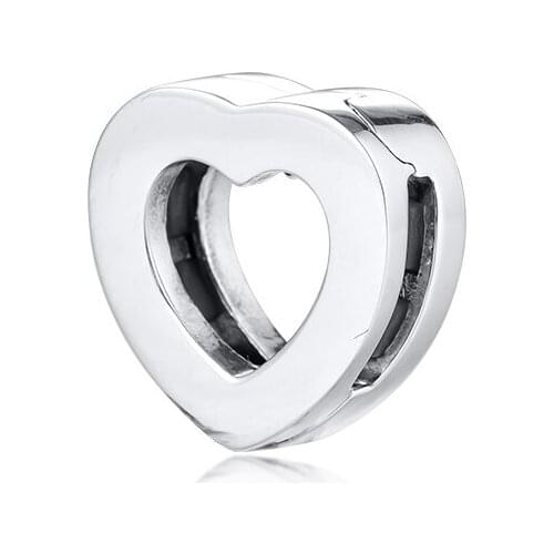 Fits for Pandora Charms Bracelets Reflexions Signature Heart Blue Clip Beads 100% 925 Sterling Silver Jewelry Free Shipping