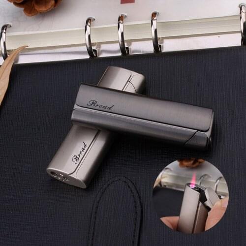 Portable Metal Lighters Inflatable Windproof Gas Lighter Fashion Men and Women Cigarette Lighter Red Flame