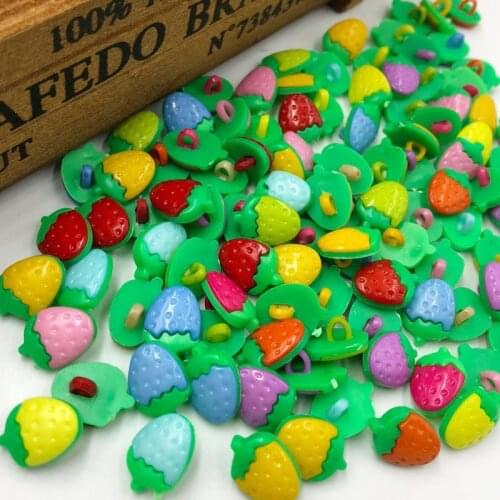 100PCS Mix Color Shank Strawberry Plastic Buttons Childrens Clothing Garment Sewing Accessories DIY Crafts PT65