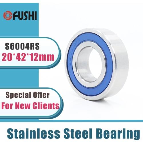 10PCS S6004RS Bearing 20*42*12 mm ABEC-3 440C Stainless Steel S 6004RS Ball Bearings 6004 Stainless Steel Ball Bearing