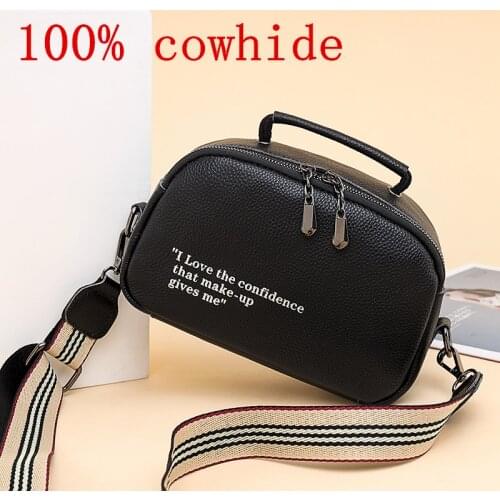New 100% cowhide Leather Messenger Bags Travel Luxury Cowhide Crossbody Bag Female Shoulder Bag For Women High Capacity Handbags