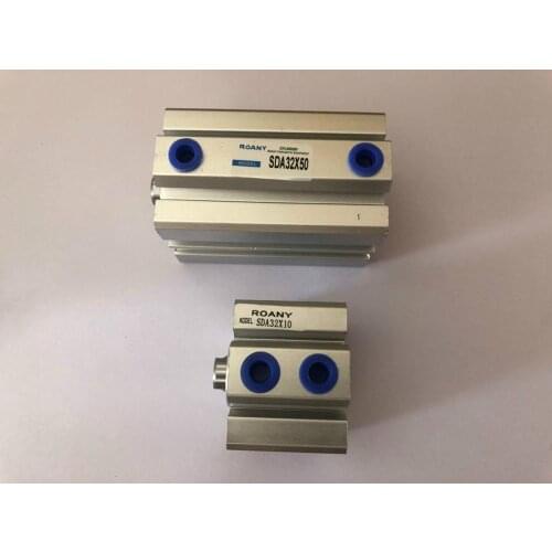 SDA Type Bore 32mm stroke 5/10/20/25/30/40/50/55/60/65/100mm double acting SDA32 compact air pneumatic piston cylinder Female