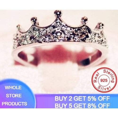 YANHUI Luxury Queen Crown Ring Silver 925 Jewelry Micro Cubic Zirconia Tail Ring Fashion Girl Womens Gift Fine Jewelry JZ014