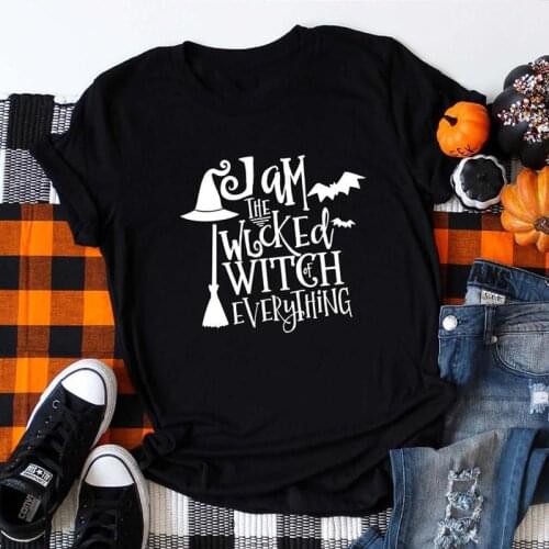 I Am The Wicked Witch Of Everything T-shirt Funny Halloween Party Gift Tshirt Casual Womens Graphic Witchy Holiday Tops Tees