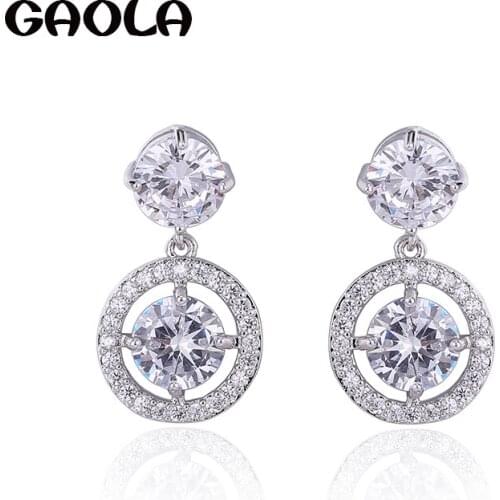 GAOLA Women Jewelry Earring Round Shape 7 Colors Earrings Cubic Zircon Stud Earrings GLE6017