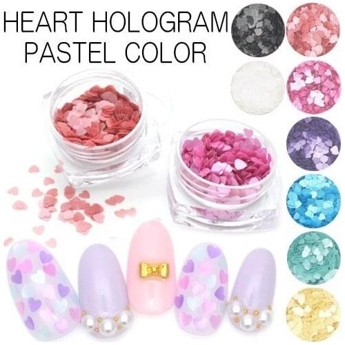 1bottle Korea Very Thin Heart Style Nail Art Accessories Pastel Color Heart Nail Parts Nail Decoration DIY Nail Tips Supplies