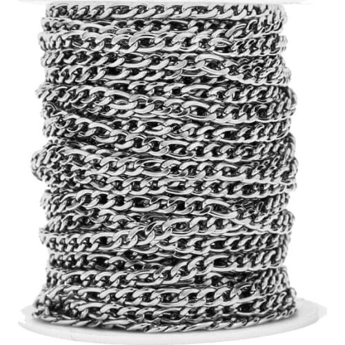 1Meter Stainless Steel 6mm Width 1:3 Figaro Chain Curb Link Chains For DIY Jewelry Necklace Bracelet Making Findings Top Quality