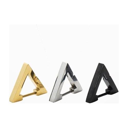 1pair Triangle Unisex Punk Rock Stainless Steel Men Women Ear Stud Earrings Pierced Push-Back Ear Plug
