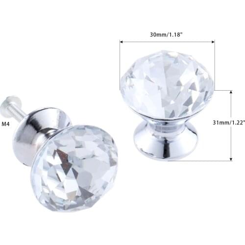 1Pc Crystal Diamond Glass Handle Furniture Knob Drawer Door Cabinet Knobs and Handles Kitchen Pull Fittings
