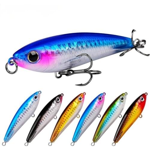 1pcs Pencil Fishing Lures 8.5cm/11.5g 6-Color Diving Saltwater Wobbler 6# BKB Hook Hard Bait Fishing Tackle